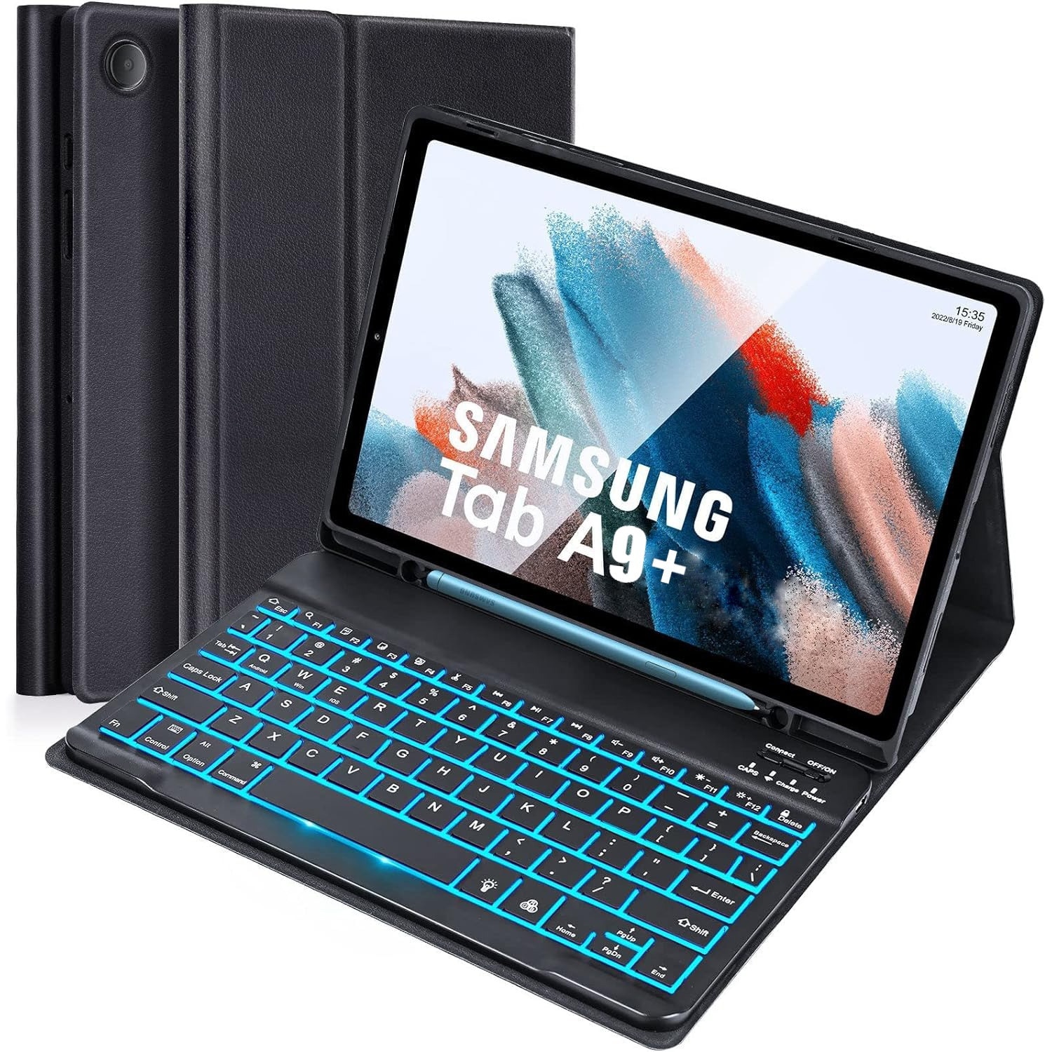 Husa cu tastatura iluminata pentru Samsung Galaxy Tab A11 Plus / A9+ Plus 11 inch negru
