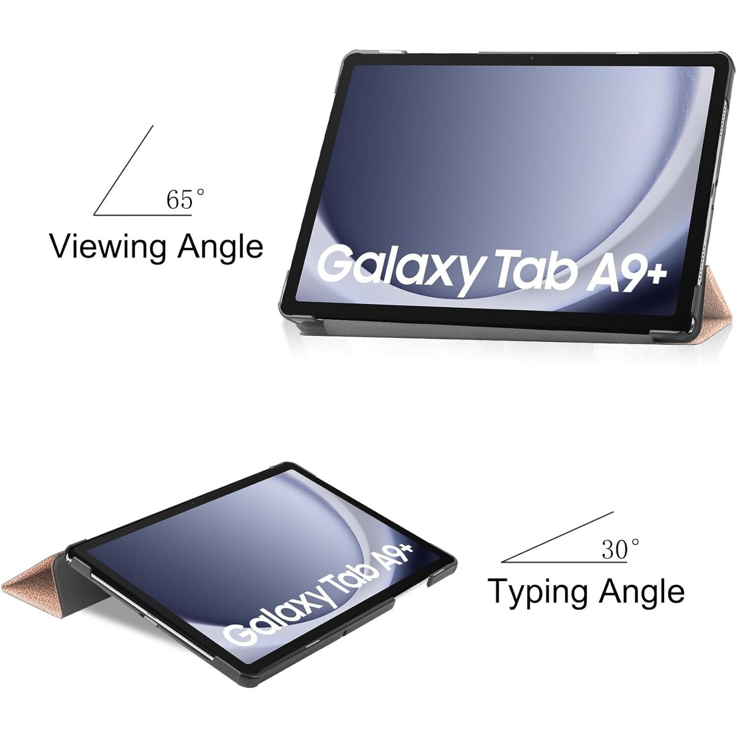 Husa pentru Samsung Galaxy Tab A11 Plus / A9+ Plus 11 inch UltraSlim de tip stand functie sleep/wake-up, protectie 360, rose gold