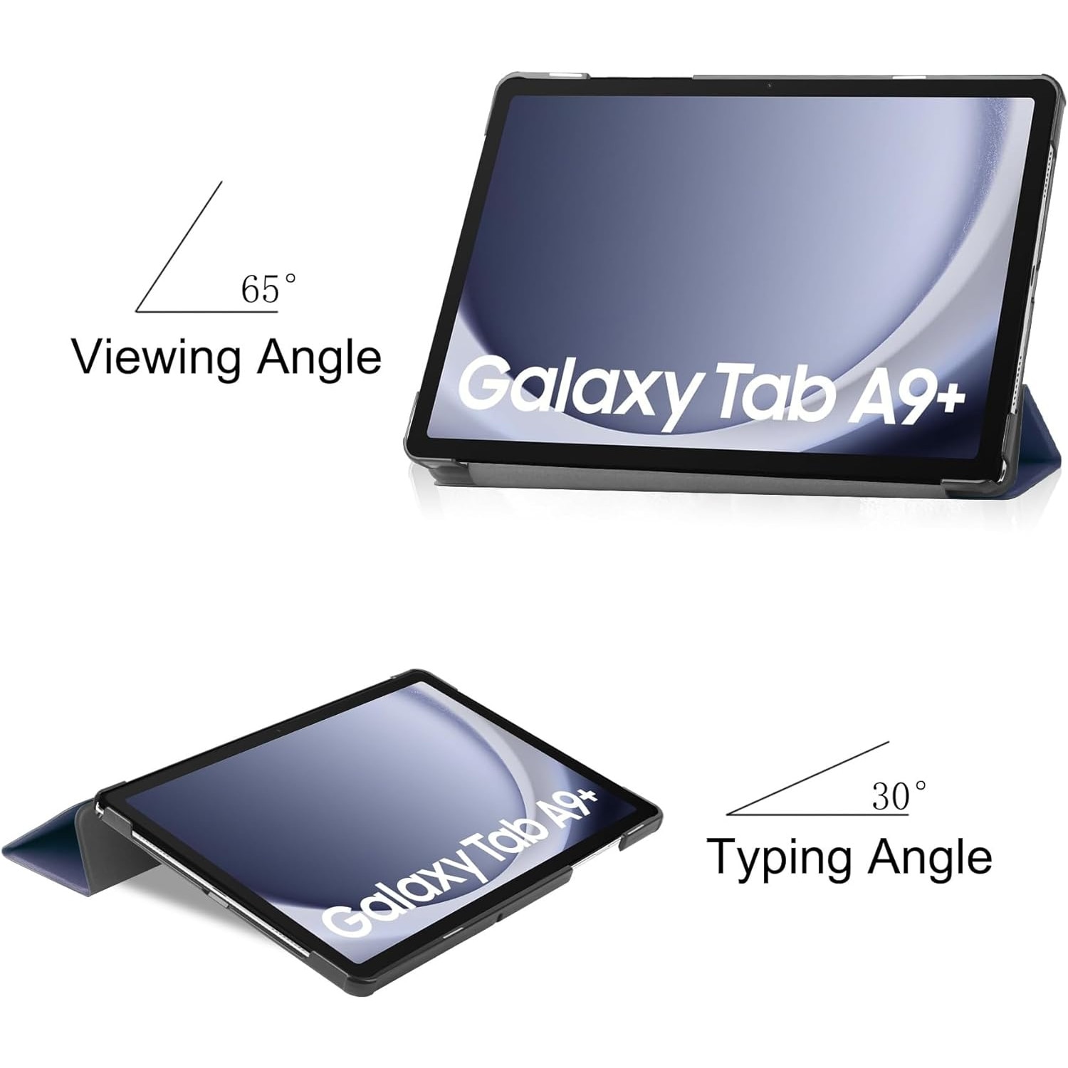 Husa pentru Samsung Galaxy Tab A11 Plus / A9+ Plus 11 inch UltraSlim de tip stand functie sleep/wake-up - navy blue