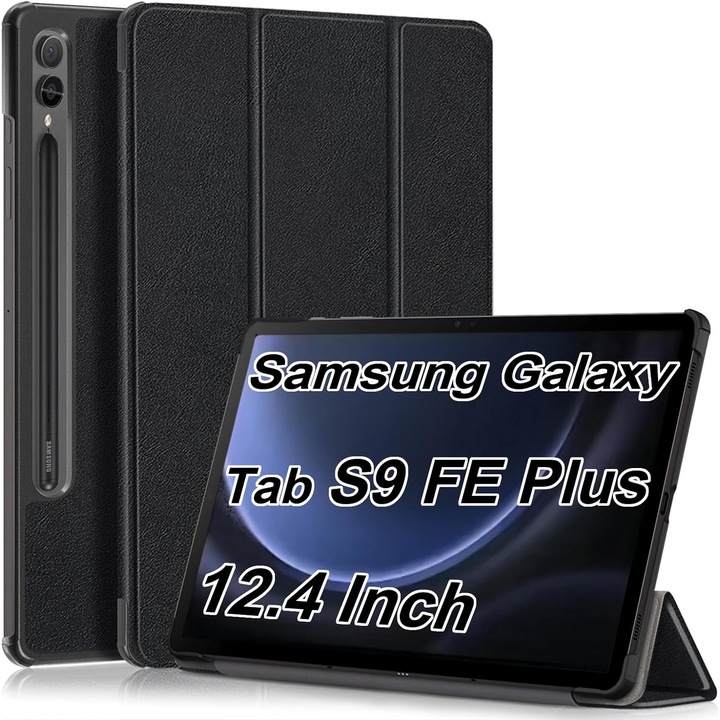 Husa Samsung Galaxy Tab S9 FE+ Plus 12.4 inch UltraSlim de tip stand functie sleep/wake-up negru