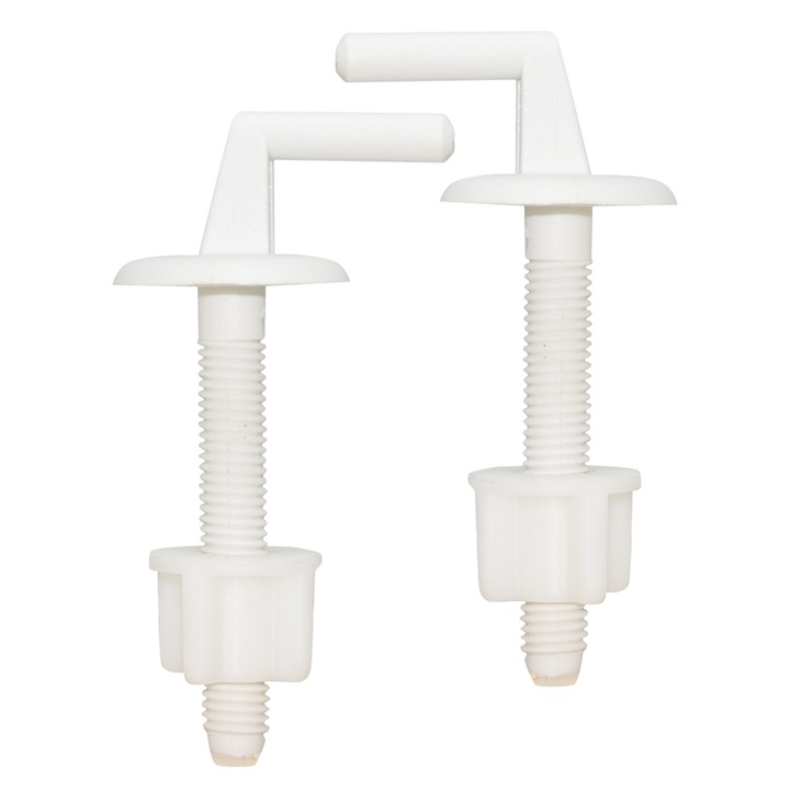 Set 10 suruburi fixare capac wc, plastic, alb