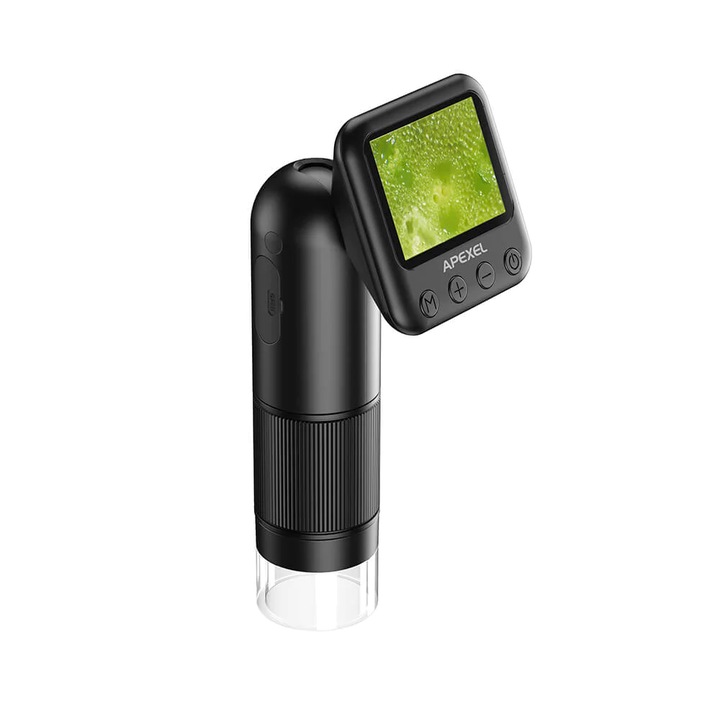Microscop portabil, Apexel MS008, digital, zoom maxim 800x, ultra-usor, microSD 32Gb, negru