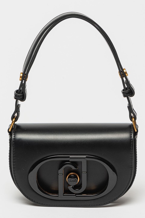 Чанта през рамо с апликация на метално лого Liu Jo, Черна