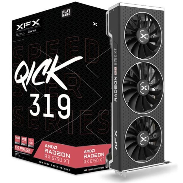 Видео карта XFX Radeon™ RX 6750 XT SPEEDSTER QICK 319, 12GB GDDR6, 192-bit