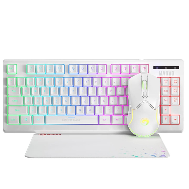 Set tastatura,mouse si mousepad gaming, Marvo, RGB, Multicolor