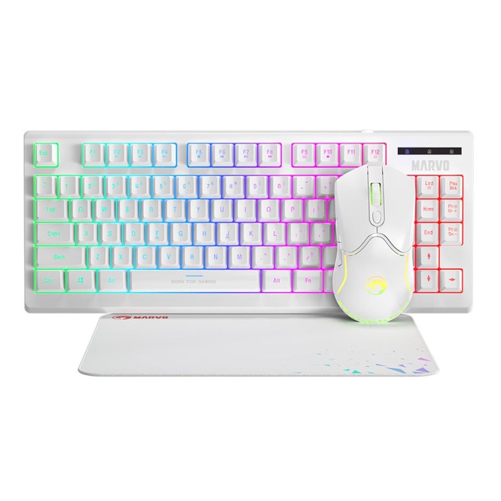 Геймърски комплект Marvo CM310, Бял, USB