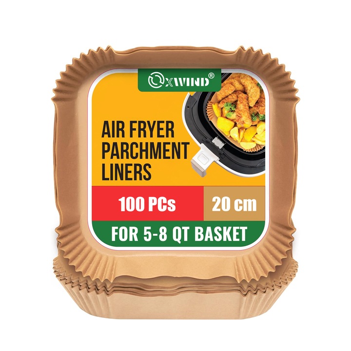 Set 100 captuseli pentru friteuza cu aer, Oxwind, Hartie, Maro