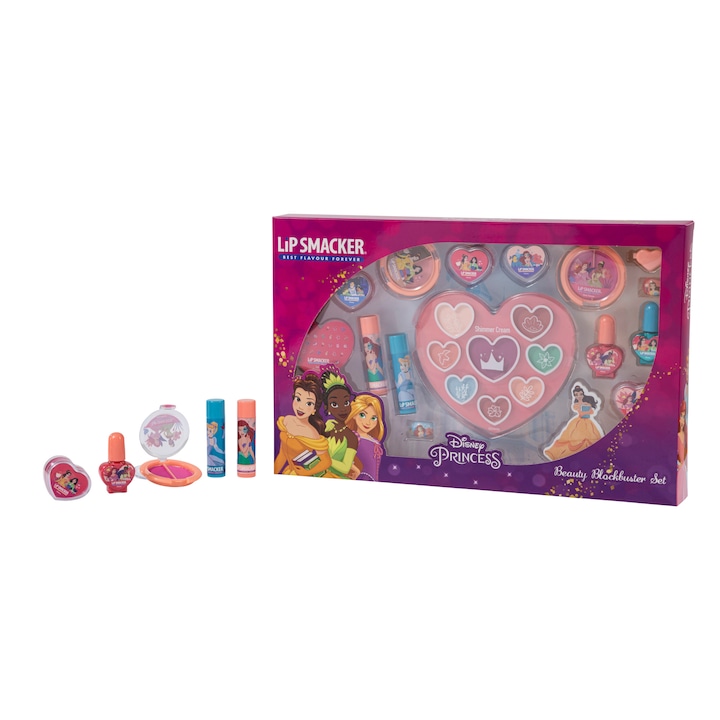 Set de machiaj copii, Disney Princess, 16 piese, ruj/farduri/oja, Multicolor