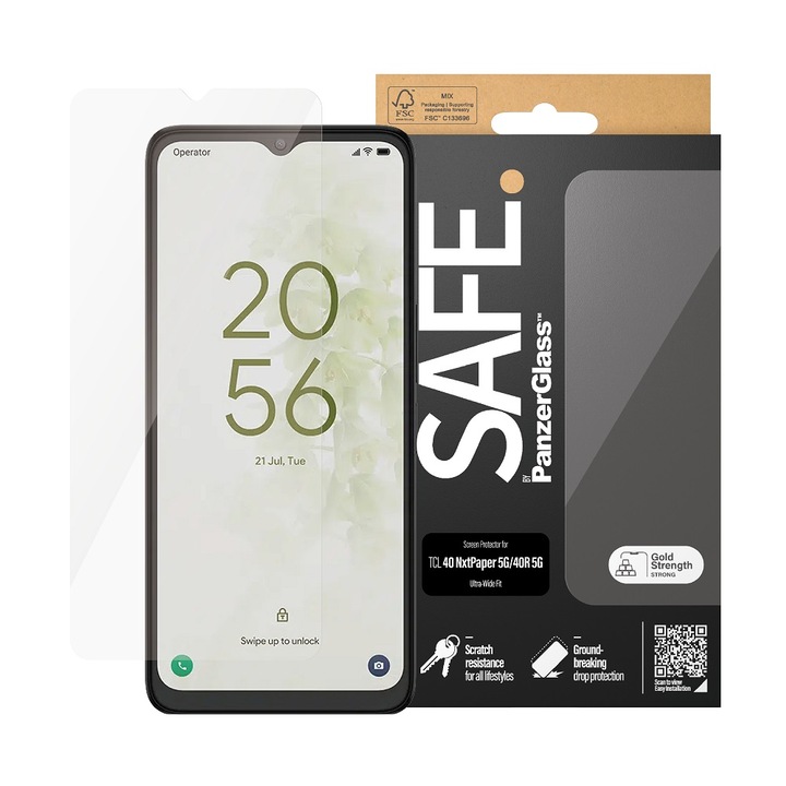 Стъклен протектор Safe за TCL 40 R 5G, TCL 40 NxtPaper, Черен