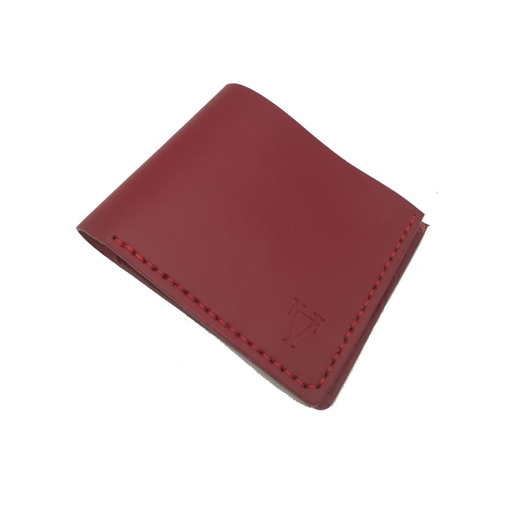 Двукратен портфейл, Червен, Tolby Valenti, от естествена италианска кожа, 24 x 9, 5 x 1 см