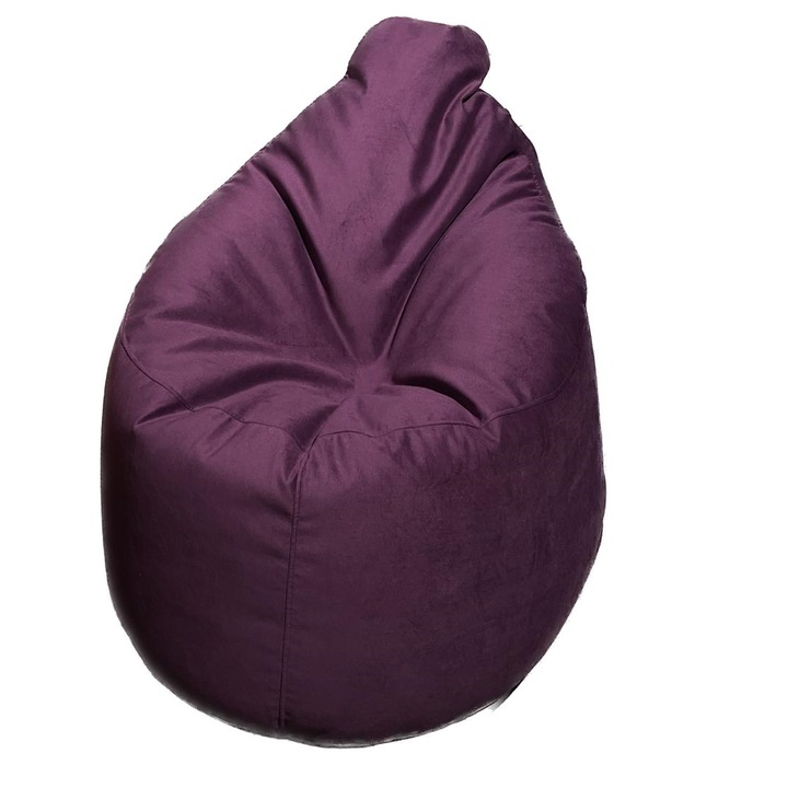 Fotoliu puf Rosalinda Studio Casa, din plus, forma para, Husa detasabila, umplut cu perle polistiren, Mov