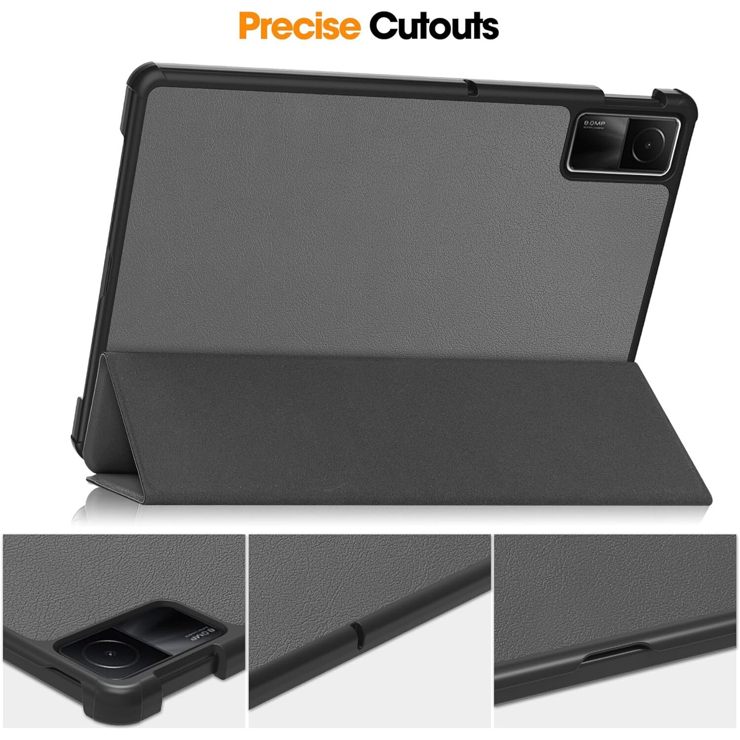 Husa protectie tableta, Piele ecologica, Compatibila cu Xiaomi Redmi Pad SE 11", Gri