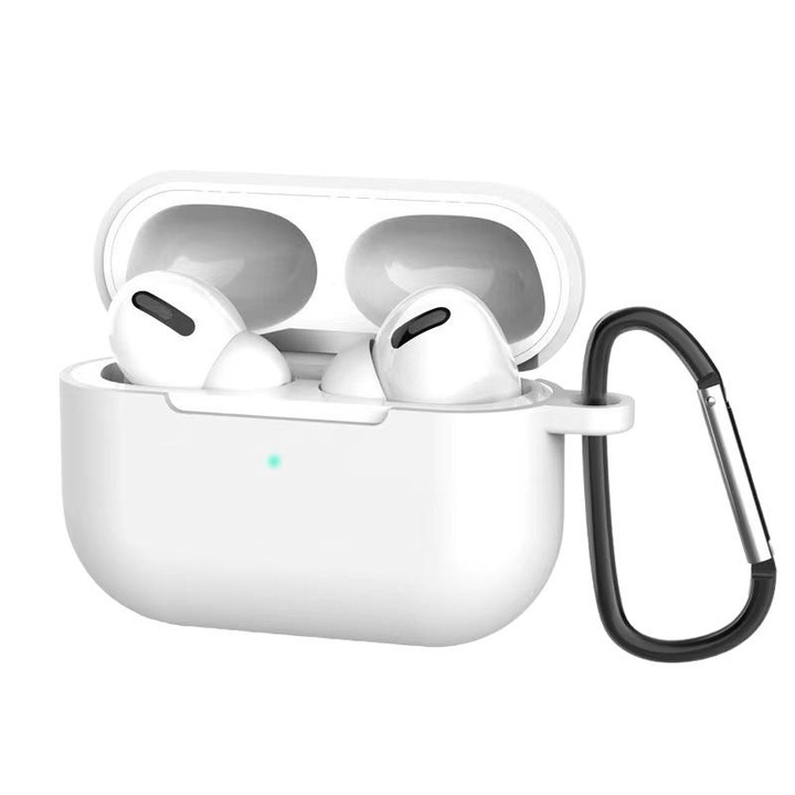 Husa protectie casti, Silicon, Pentru Apple AirPods Pro, Alb