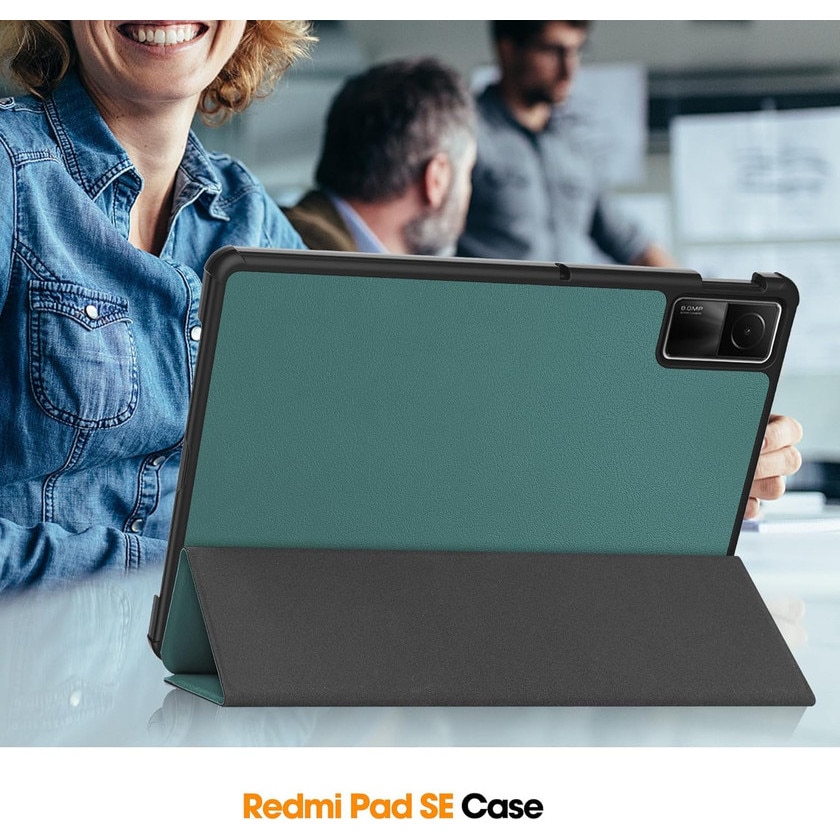 Husa protectie tableta, Piele ecologica, Compatibila cu Xiaomi Redmi Pad SE 11", Verde