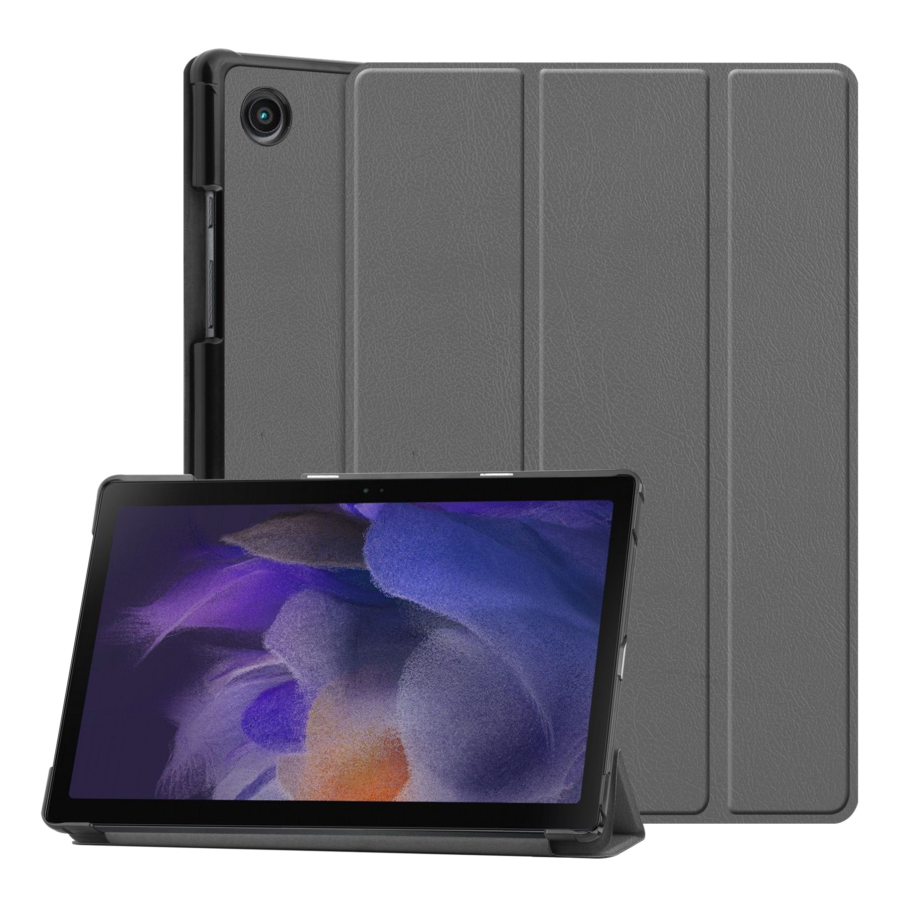 Husa protectie tableta, Piele ecologica, Compatibila cu Samsung Galaxy Tab A9 Plus 11", Gri/Gri