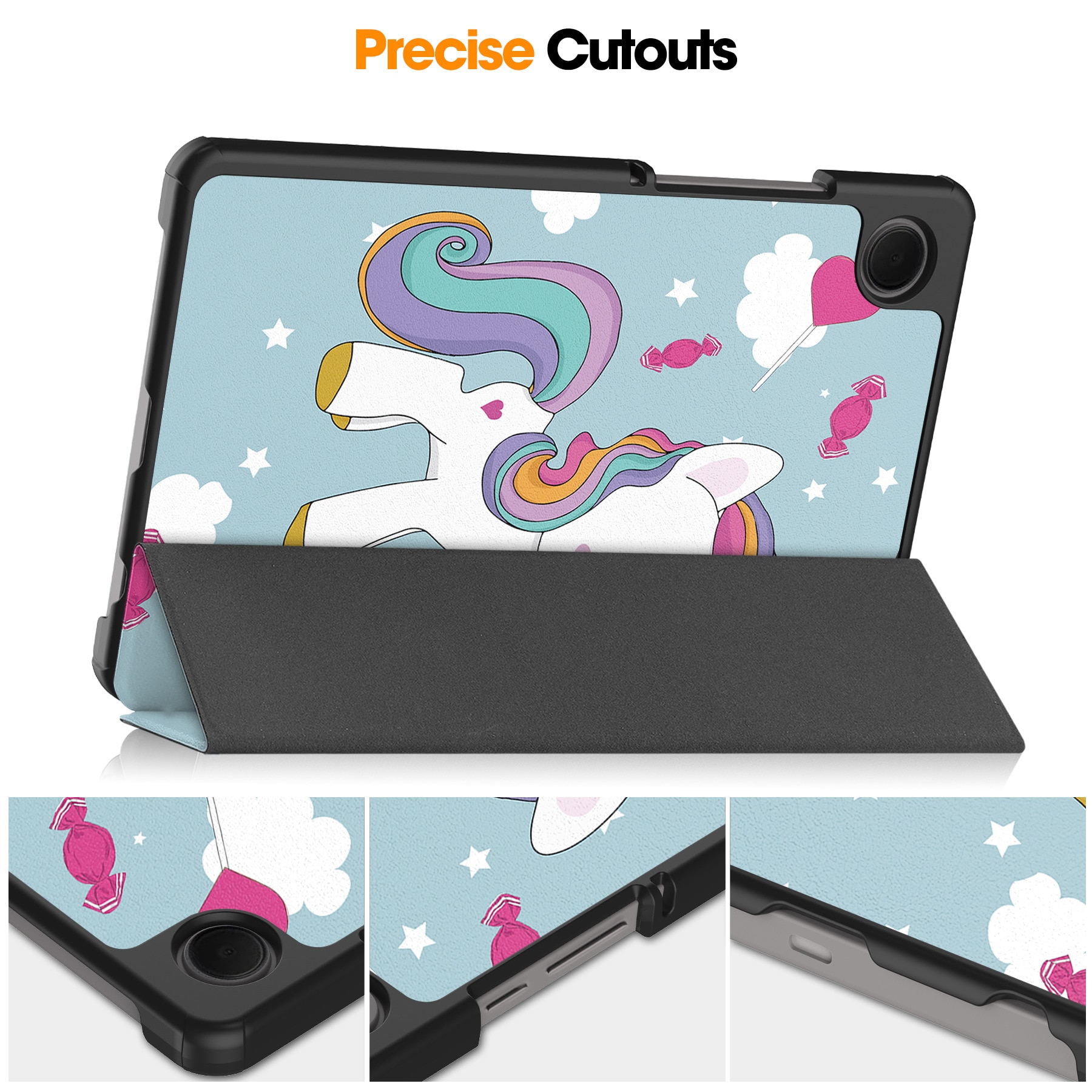 Husa protectie tableta, Piele ecologica, Compatibila cu Samsung Galaxy Tab A11 8.7" 2025 /Galaxy Tab A9 8.7" 2023, inorog