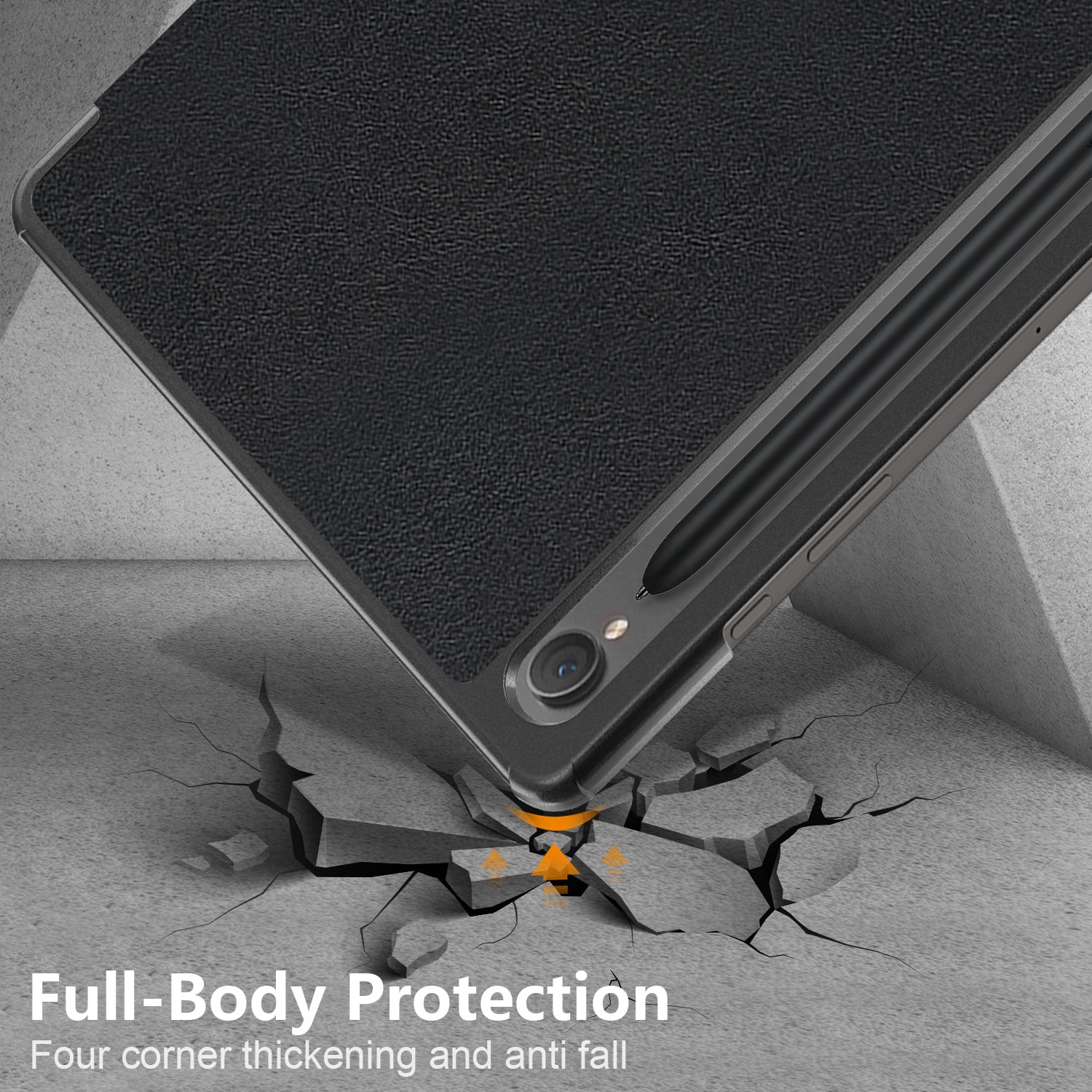 Husa protectie tableta, Piele ecologica, Compatibila cu Samsung Galaxy Tab S10 FE 2025/S9/S9 FE 2024, Negru
