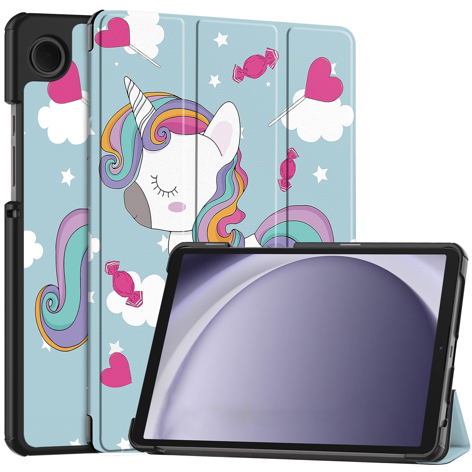 Husa protectie tableta, Piele ecologica, Compatibila cu Samsung Galaxy Tab A11 8.7" 2025 /Galaxy Tab A9 8.7" 2023, inorog