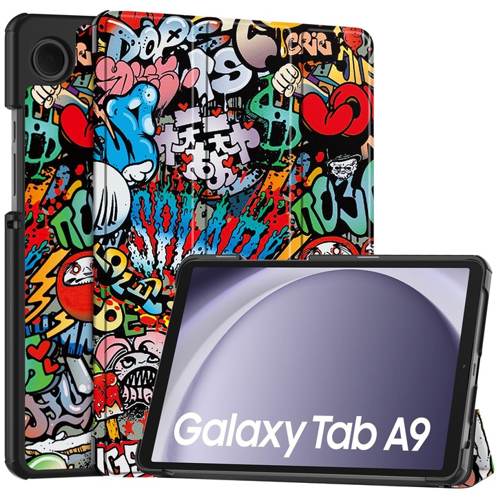 Защитен калъф за таблет, Екологична кожа, Съвместим с Samsung Galaxy Tab A9 8.7", Многоцветен