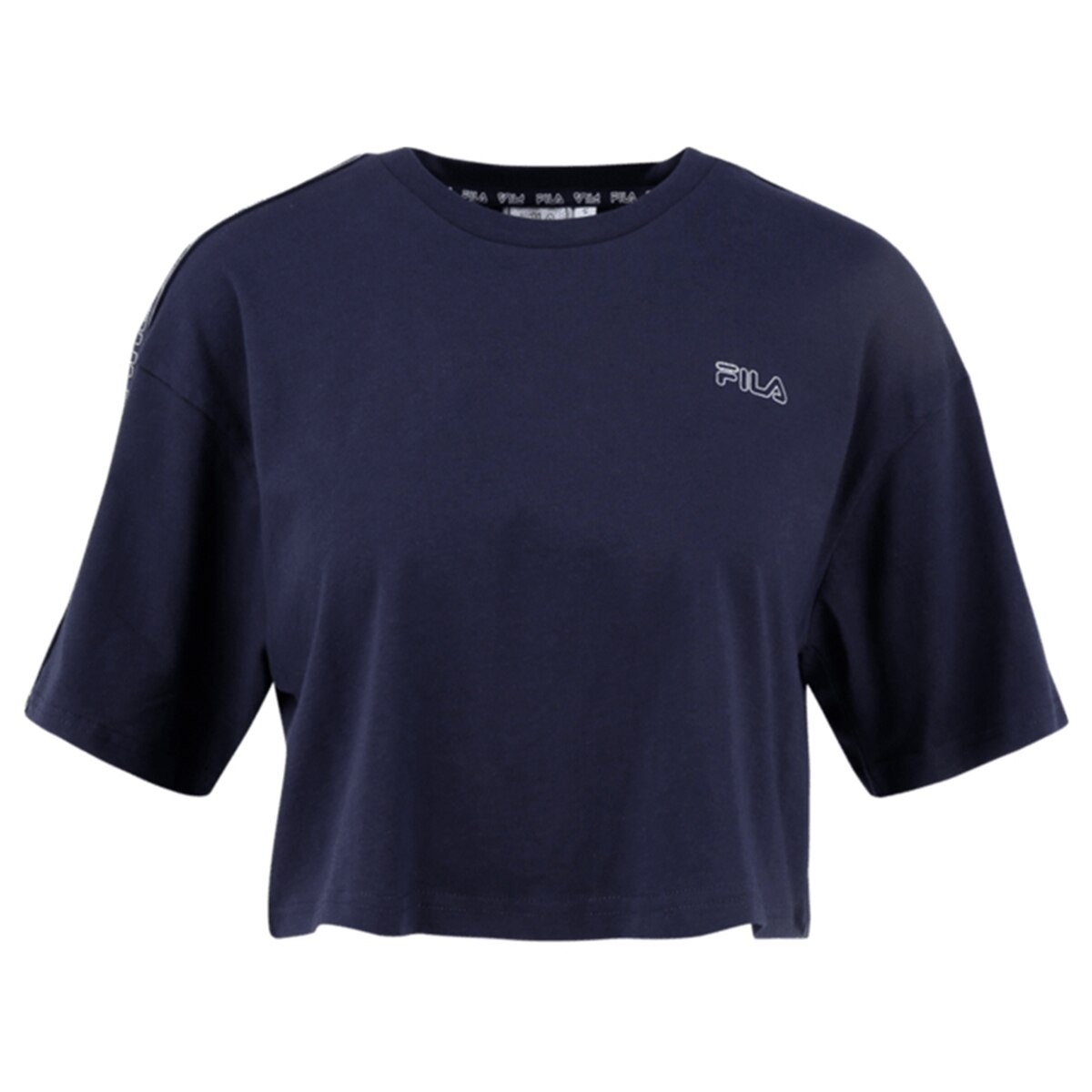 Fila, Tricou crop cu logo Mari, Albastru inchis, XL