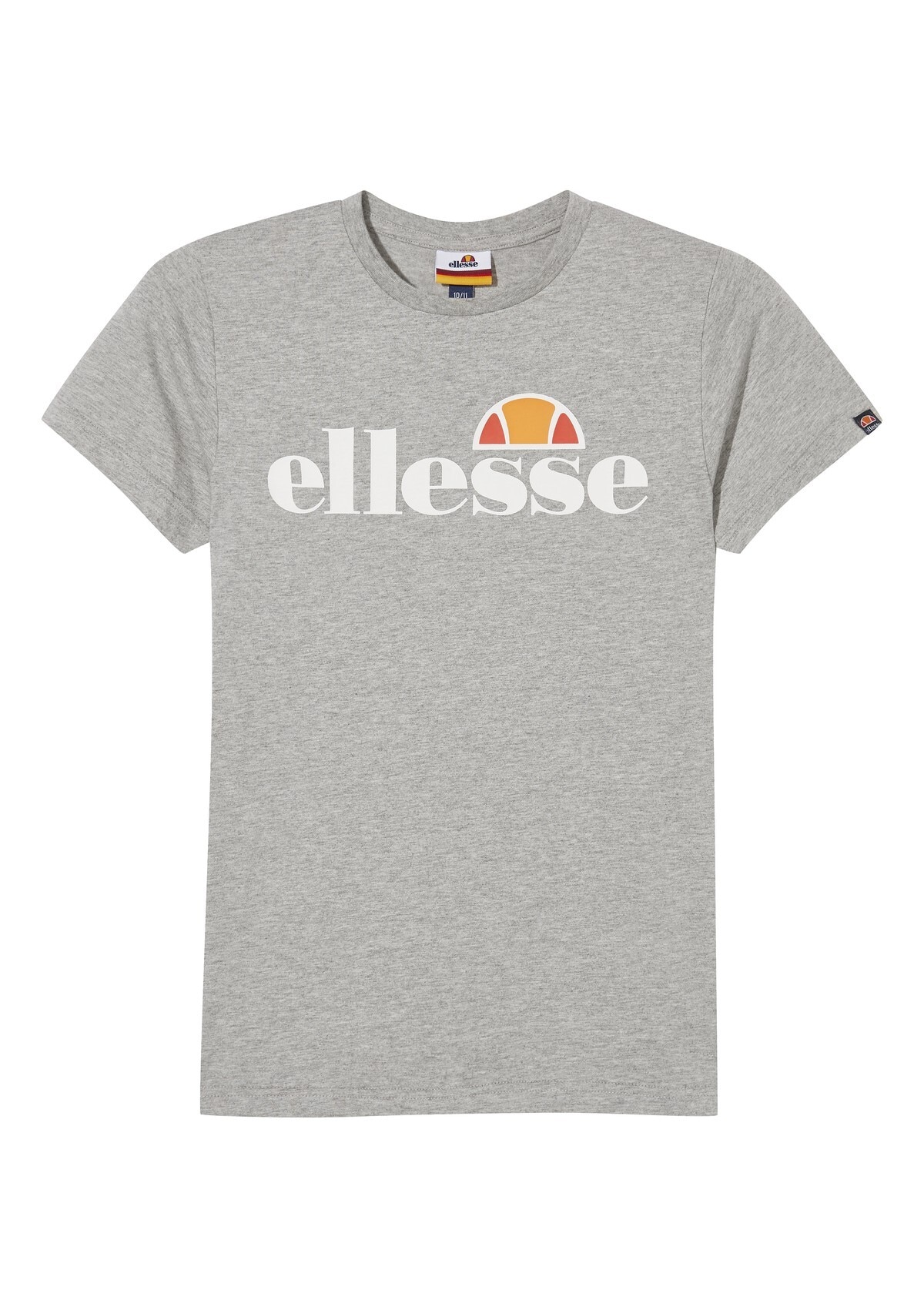 ELLESSE, Tricou cu decolteu la baza gatului si logo, Gri, Alb, 152-158 CM