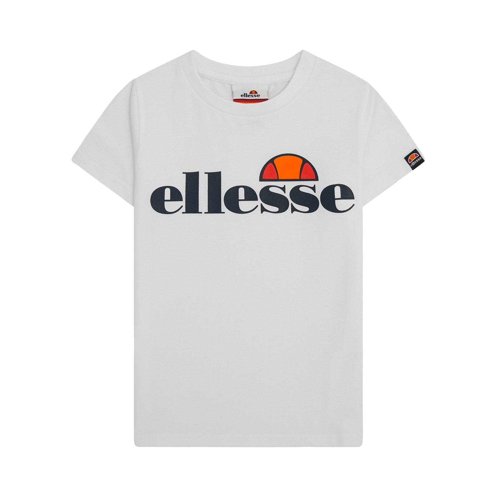 ELLESSE, Tricou cu decolteu la baza gatului si logo, Alb optic, 128-134 CM