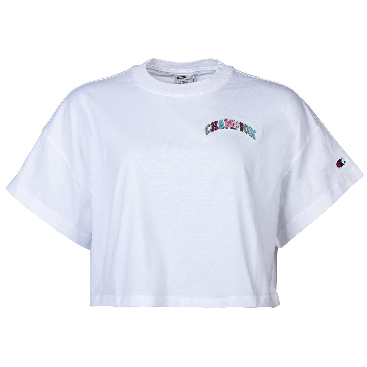 Champion, Tricou crop cu logo, Alb, XL
