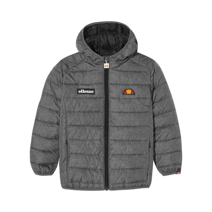 ELLESSE, Geaca cu gluga si buzunare cu fermoar, Gri deschis, 128-134 CM