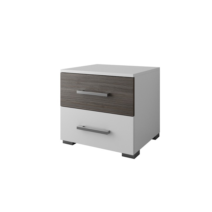 Noptiera MILADA, 45x45x45cm, Alb/Desert