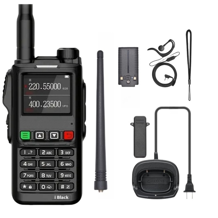 Преносима радиостанция, MOSMAOO®, UV-i, 10W, Dual Band 136 - 174 MHz / 400-520 Mhz, LCD дисплей, черен