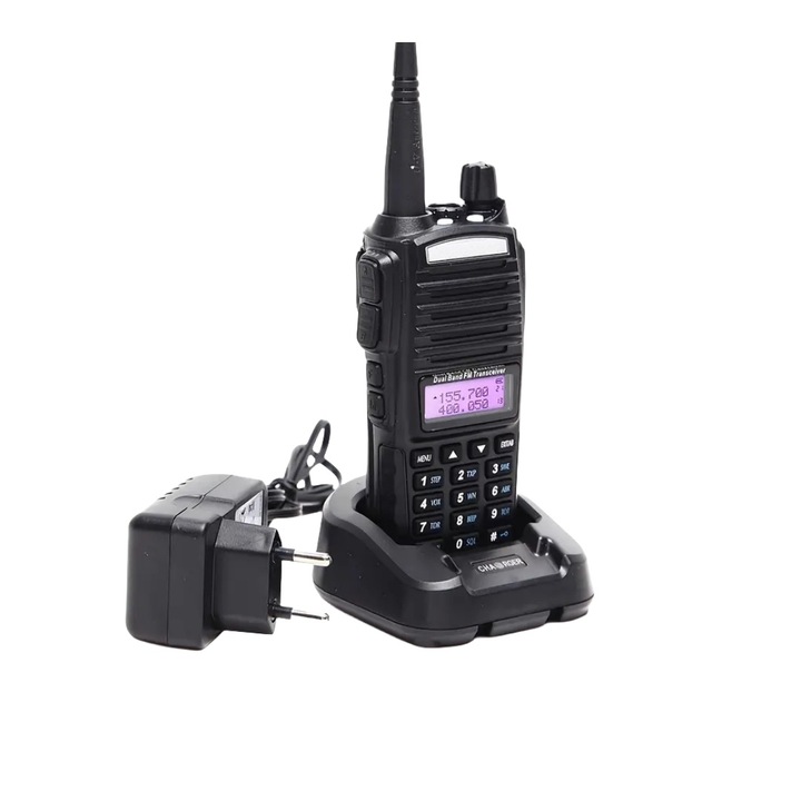 Преносима радиостанция за излъчване, MOSMAOO®, UV—82, 8W, със слушалки, черна
