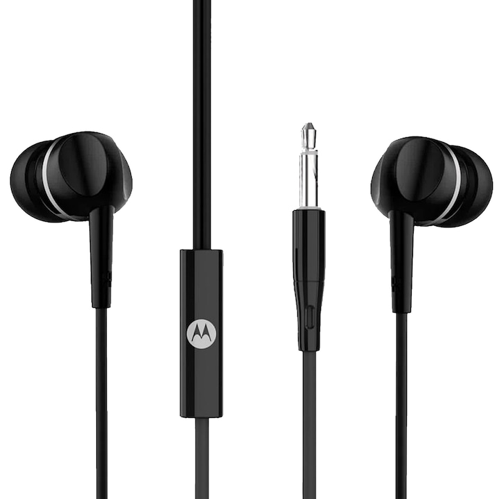 Casca cu fir Motorola Earbuds 105, Wired In-ear, mufa 3.5 mm, microfon, Control pe fir, Black