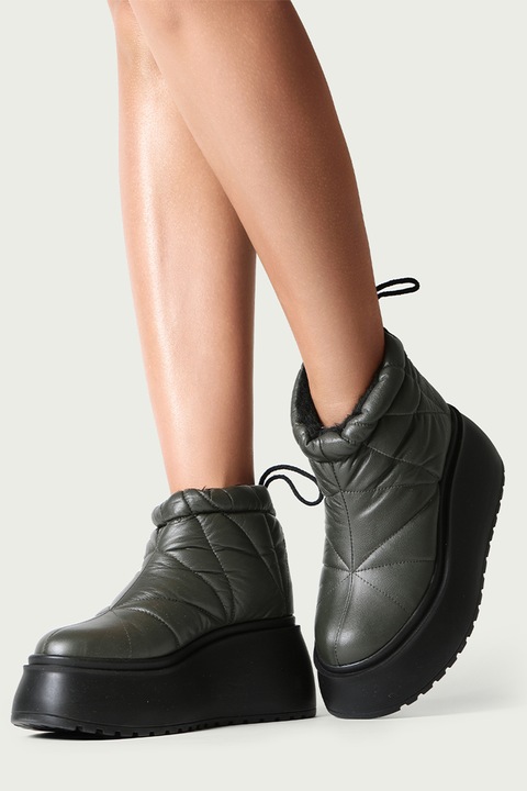 ALURA, Ghete din piele cu talpa wedge Hazel, Verde feriga