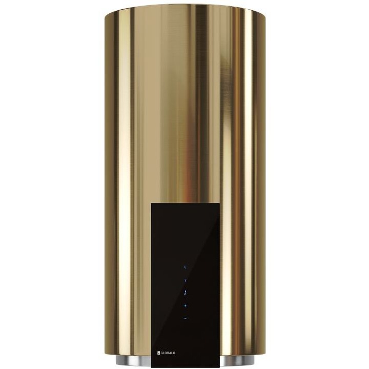 Globalo dekoratív hengeres fali páraelszívó, Roxano 39.1, B energiaosztály, 710 mc/h abszorpciós kapacitás, 4 fokozat, Világos arany