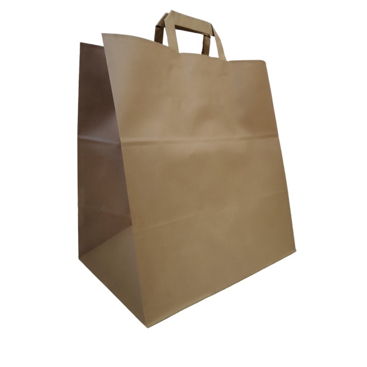 Sacosa hartie natur maner banda 32x33+21cm (250bucati/bax)