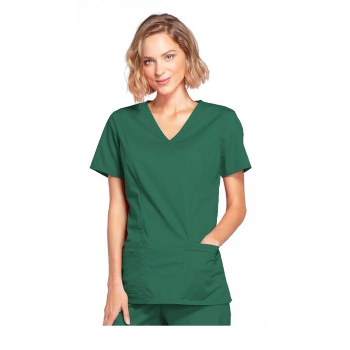 Halat medical Cherokee Mock Wrap in Hunter Green, marimea XS