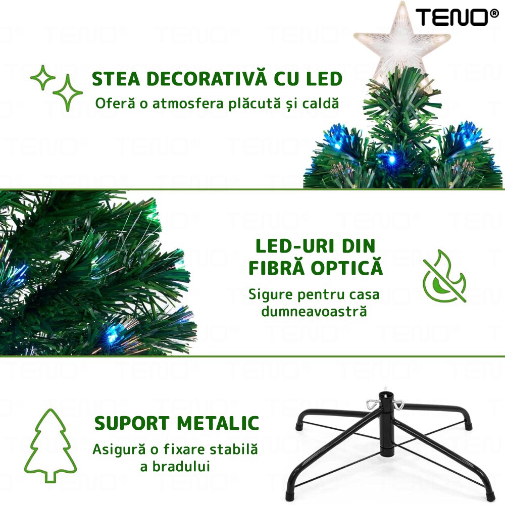 Изкуствена елха Teno®, светодиоди с оптично влакно, височина 180 см ...