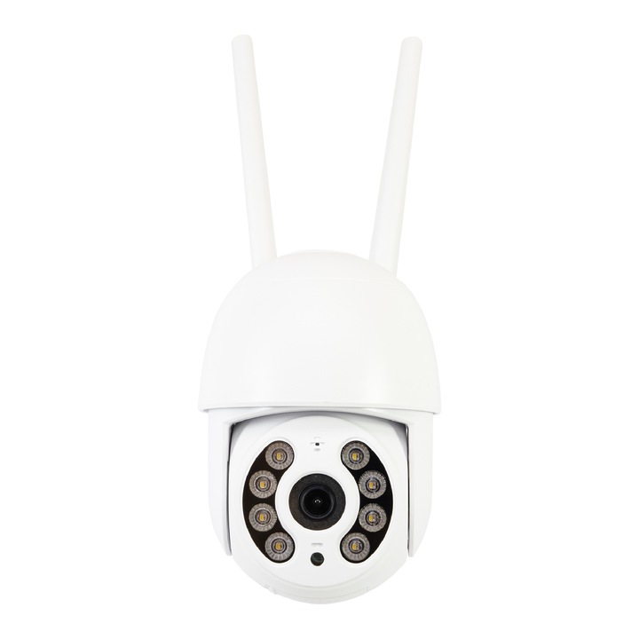 PNI IP454 WiFi vezeték nélküli videó megfigyelő kamera, PTZ, 4MP, micro SD slot, önálló, fehér