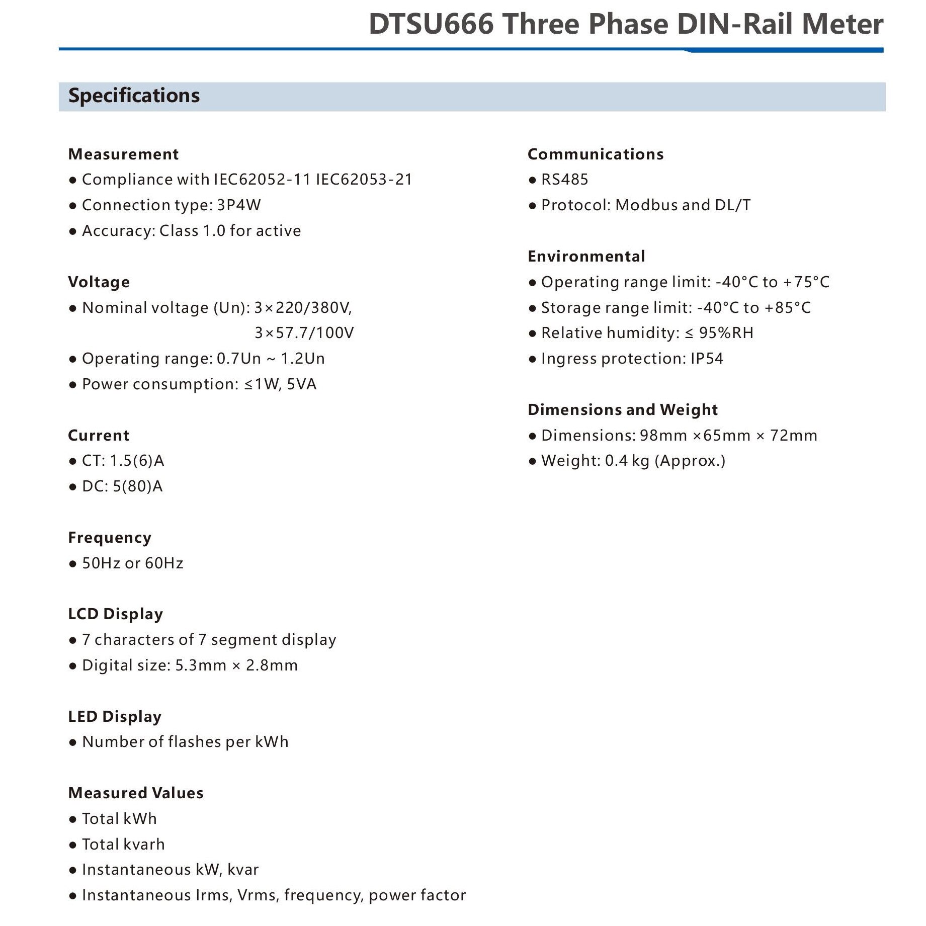 Contor inteligent trifazat SOFAR / SMART METER 3F DTSU666 5(80)A - eMAG.ro