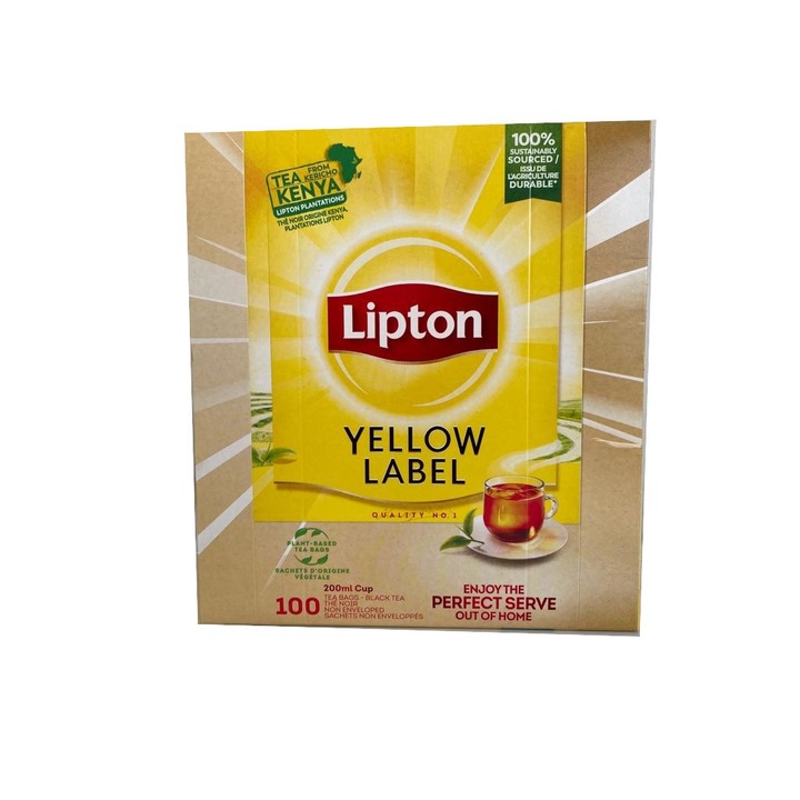 Ceai negru Lipton, Yellow Label,100 pliculete, 200g