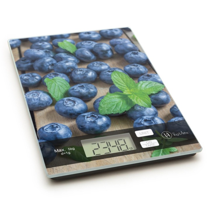 Vog & Arths 57268D Konyhai mérleg, 5 kg méréshatárig, áfonya design