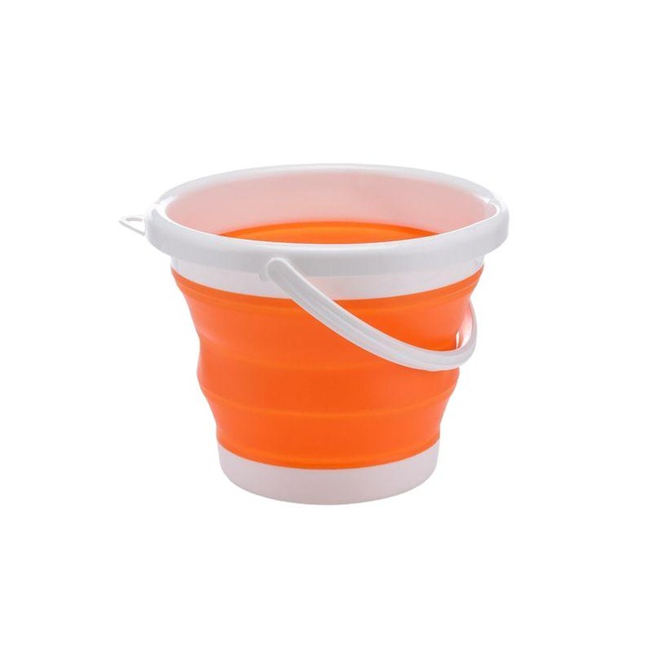 Összecsukható szilikon vödör 5L, Hedo, Szilikon, Narancssárga/Fehér