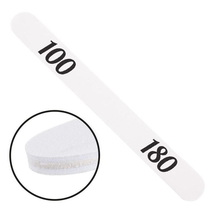 Pila de unghii dreapta fata-verso, alba 100/180