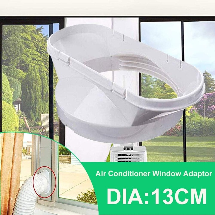 Kivezető adapter hordozható légkondicionálóhoz Carmdering EMAG-FG-ZLM-18831, műanyag, O13 cm-es tömlőhöz, fehér, 19 cm hosszúság