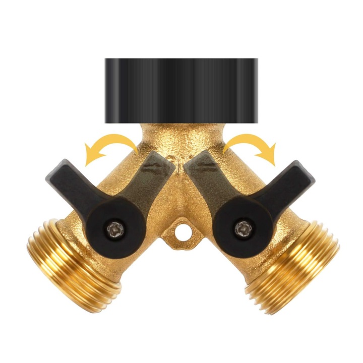 Y Splitter csaptelep, Jormftte, sárgaréz, arany/fekete, 3/4 hüvelykes