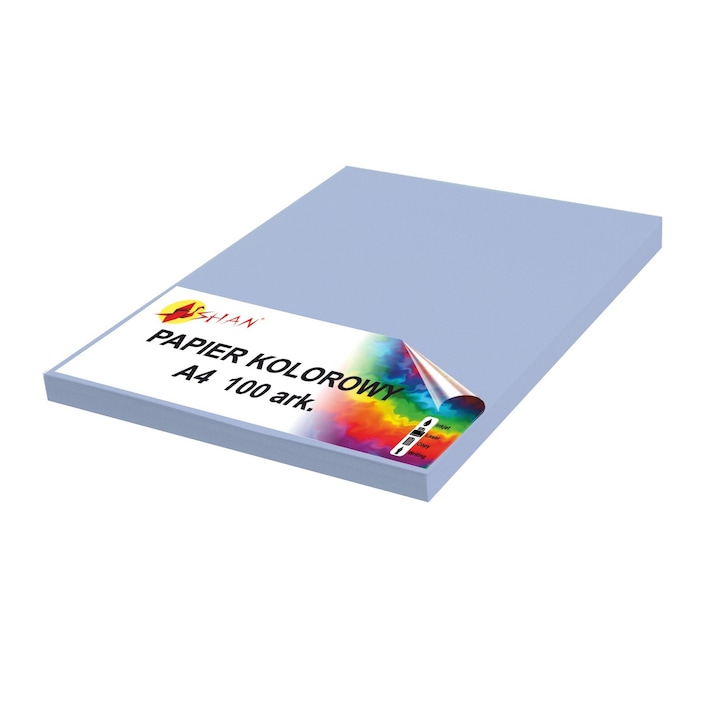 Hartie colorata A4, Shan, 80g, albastru pastel, 100 coli