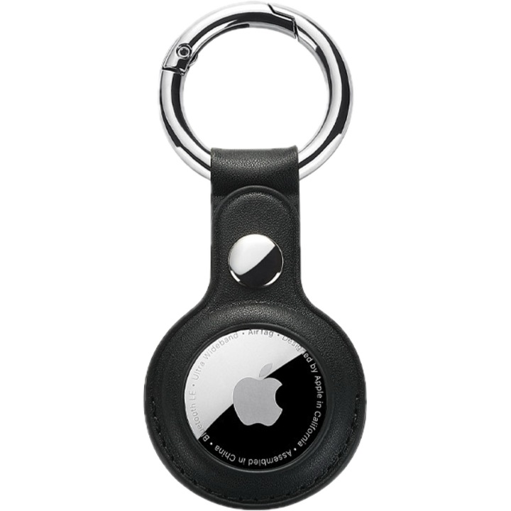AirTag huzat, ökológiai bőr, 9x6 cm, fekete