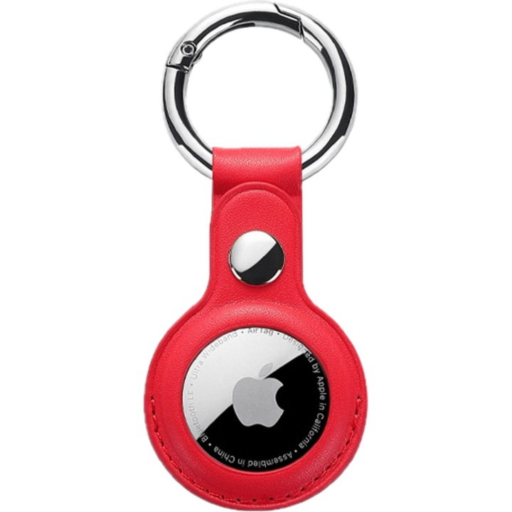 Husa pentru AirTag, Piele ecologica, 9x6cm, Rosu