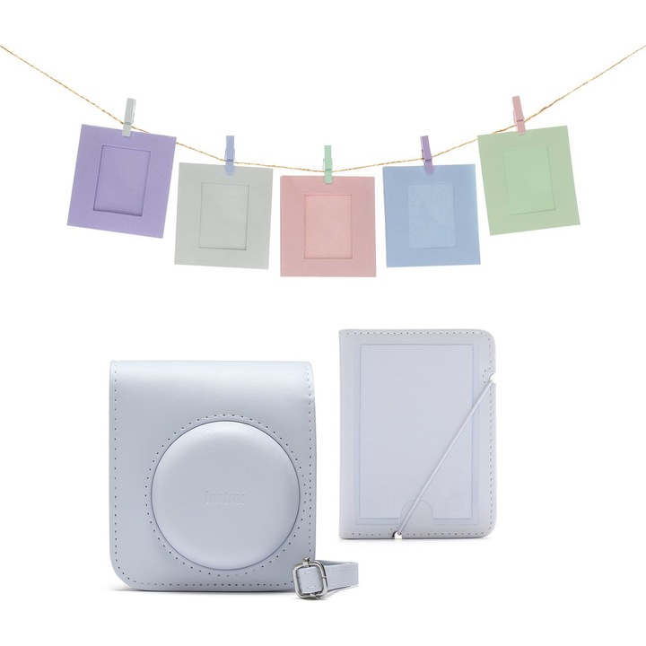 Set Acc Fujifilm Instax Mini 12-Husa, Album, 10 Rame, Clay White