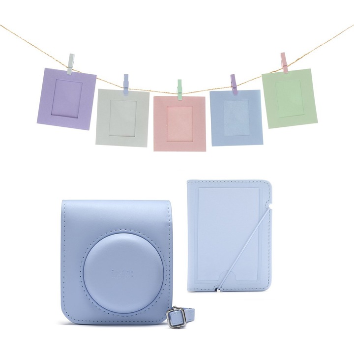 Set Acc Fujifilm Instax Mini 12-Husa, Album, 10 Rame, Pastel Blue